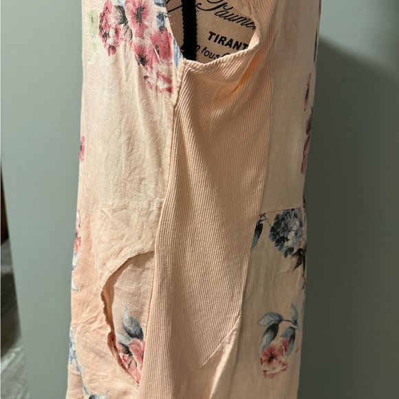 100% pink floral linen summer dress - Picture 5 of 6